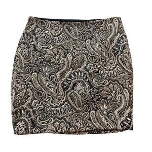 GUESS Y2K Mini Skirt Black Bodycon Paisley 8‎ Medium Zip Side Rhinestone
